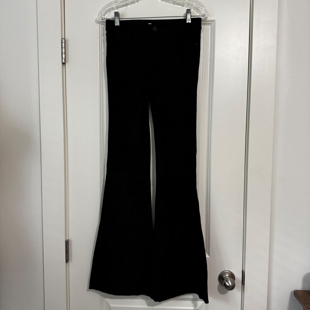 Alice + Olivia 2 Black Lamb Leather Flare Boot Pants ~ Soft Quiet Luxury Classic